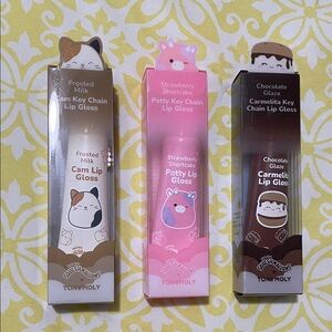 TONYMOLY Lip Gloss Keychain Bundle of 3 Squishmallow Collab NIP
